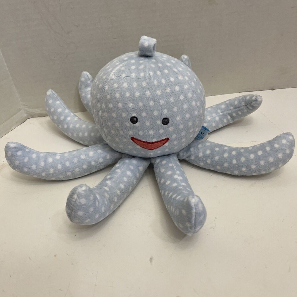 Octopus Blue White Plush Rattle Toy Mr Sock T Pus by Baby Aspen 11” Baby Lovey